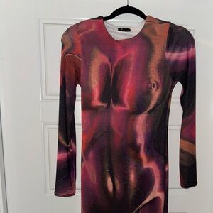 Boohoo Multicolor Long Sleeve Dress